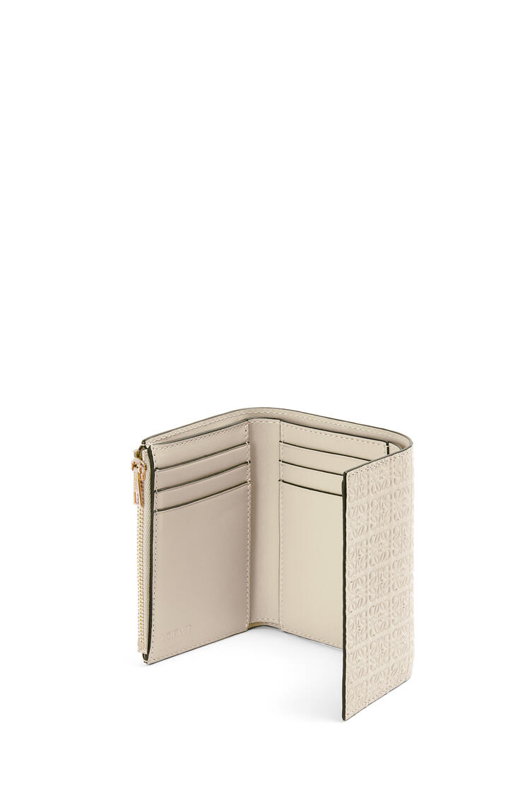 LOEWE Repeat small vertical wallet in embossed silk calfskin Light Oat