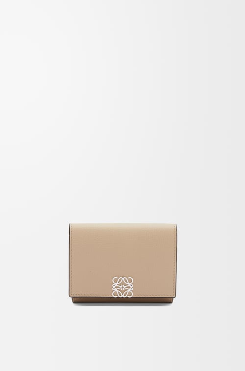 LOEWE Anagram trifold wallet in pebble grained calfskin Sand plp_rd