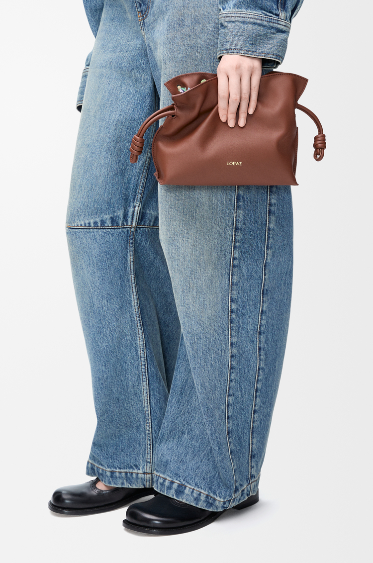 LOEWE Hamster mini Flamenco clutch in nappa calfskin Havana
