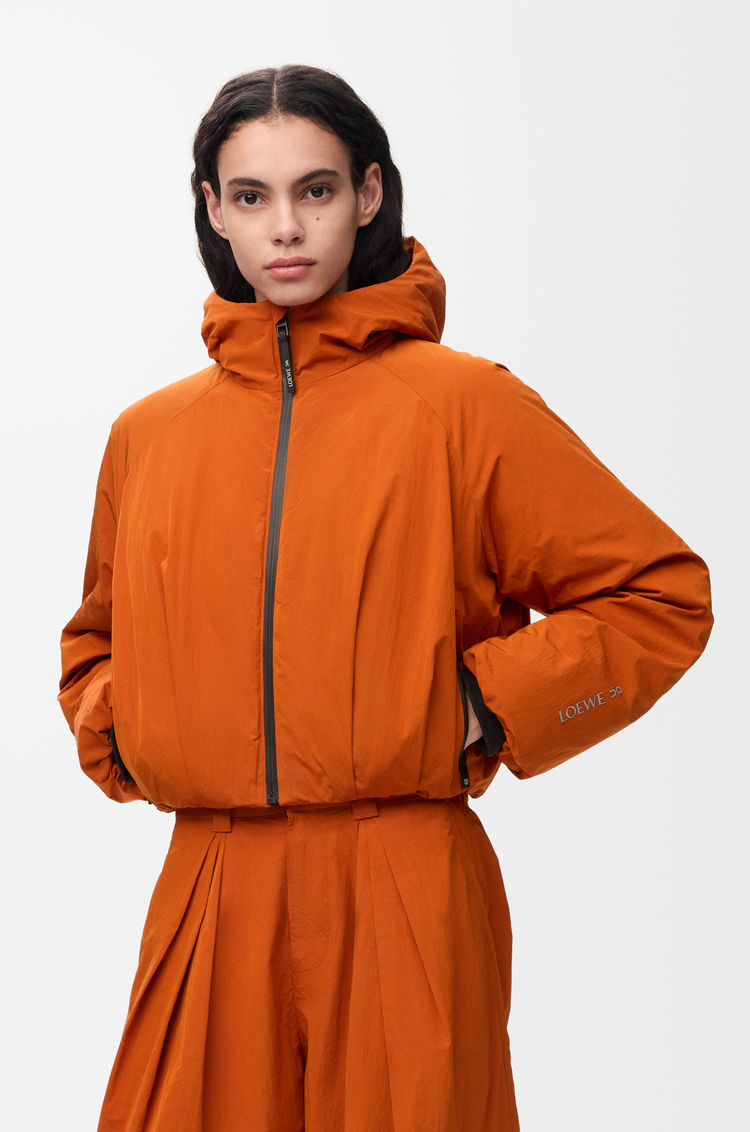 LOEWE Cropped puffer jacket in technical shell Dark Orange