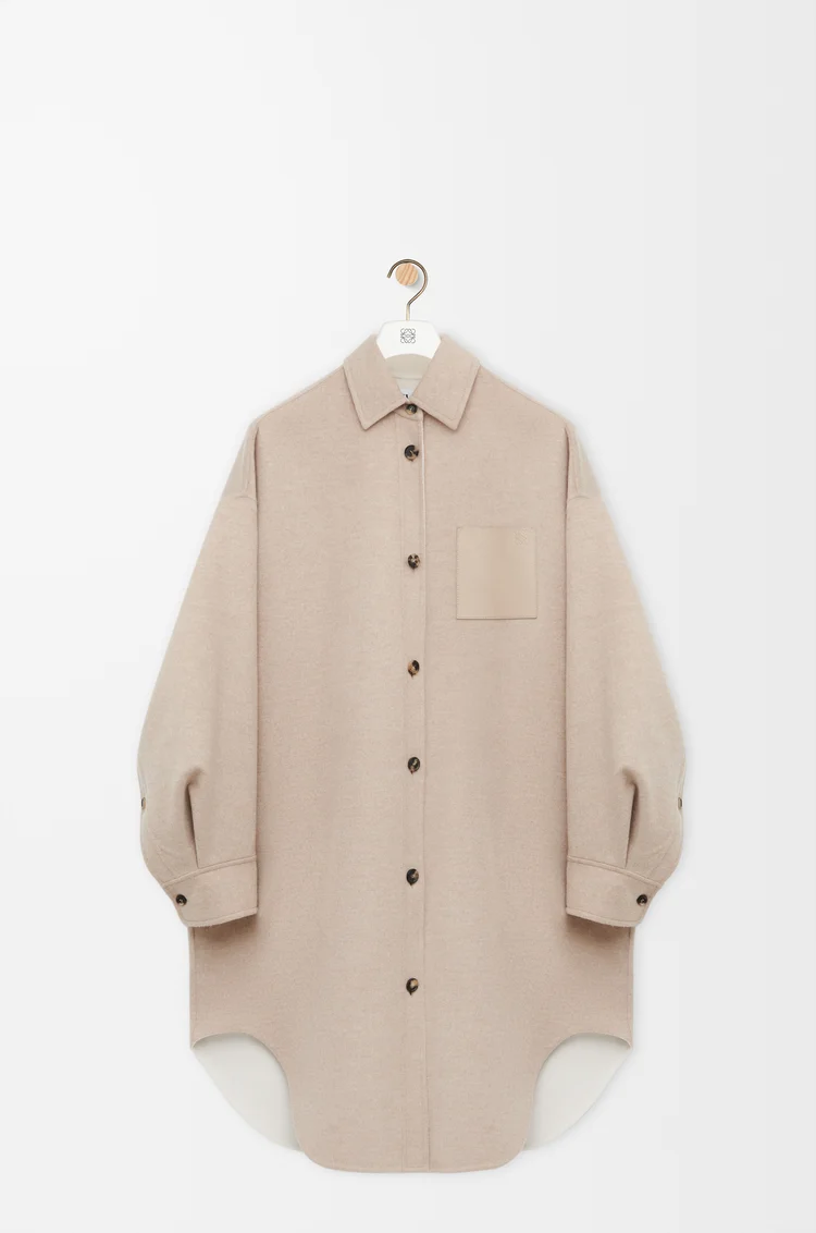 LOEWE Coat in wool and cashmere Sandstone/White