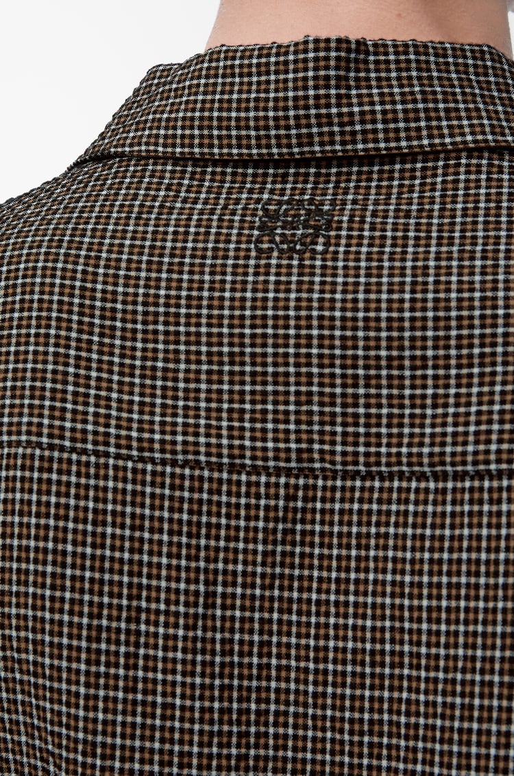 LOEWE Short sleeve shirt in linen and cotton blend Black/Multicolor