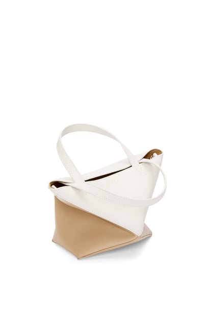 LOEWE Mini Puzzle Fold Tote in shiny calfskin Soft White/Paper Craft plp_rd