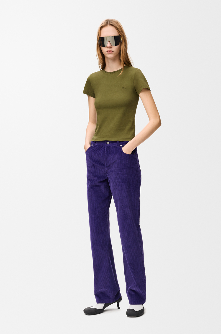 LOEWE Camiseta de corte pequeño en algodón Verde Caqui
