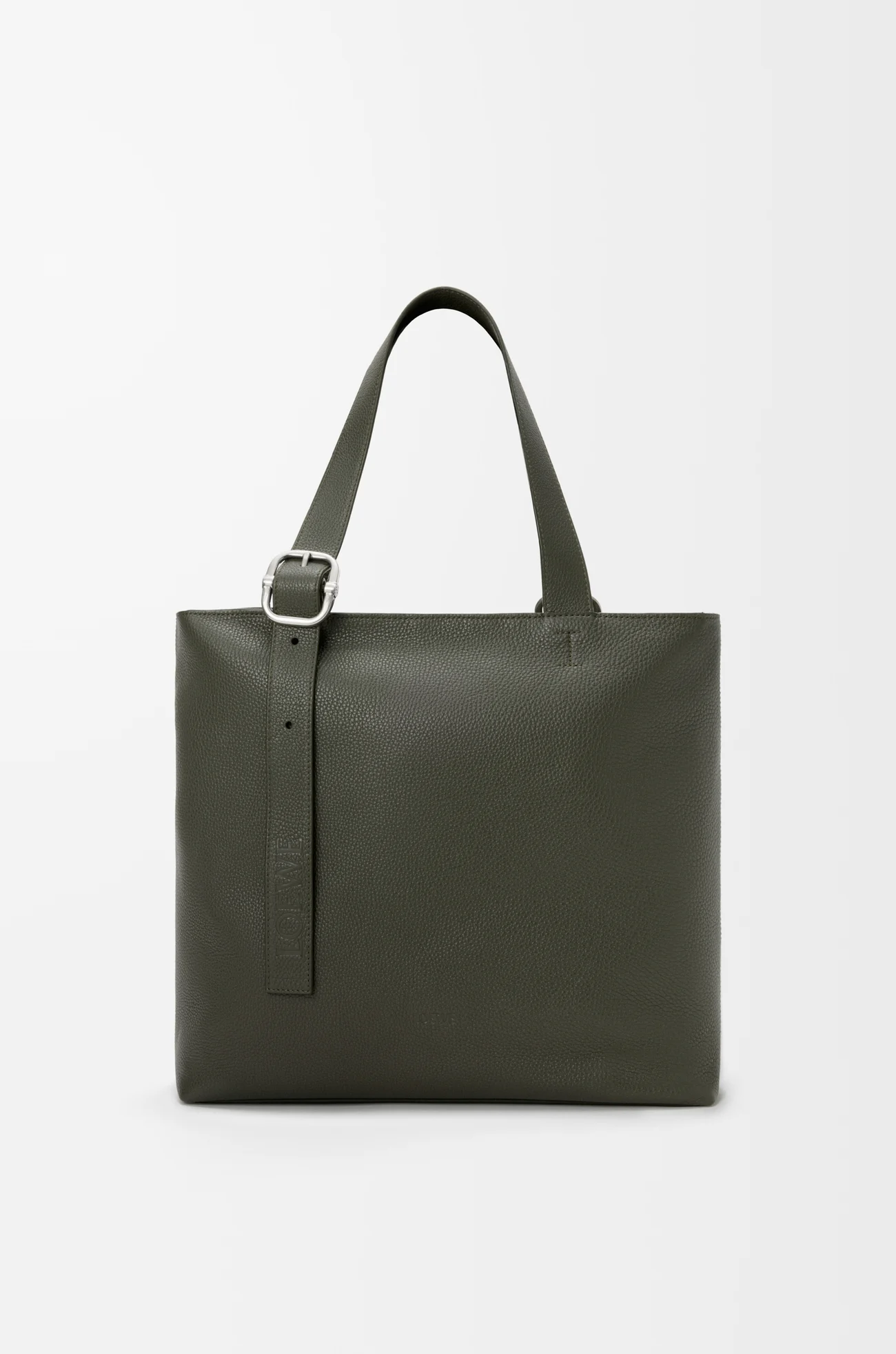 LOEWE Loop zipped tote in supple grained calfskin Dark Khaki