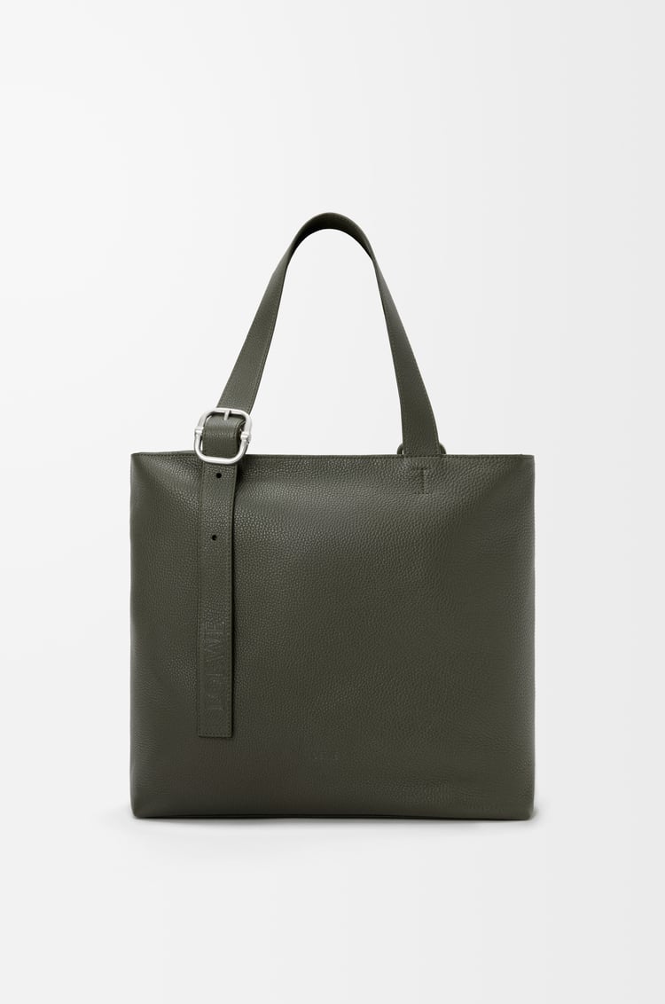 LOEWE Loop zipped tote in supple grained calfskin Dark Khaki