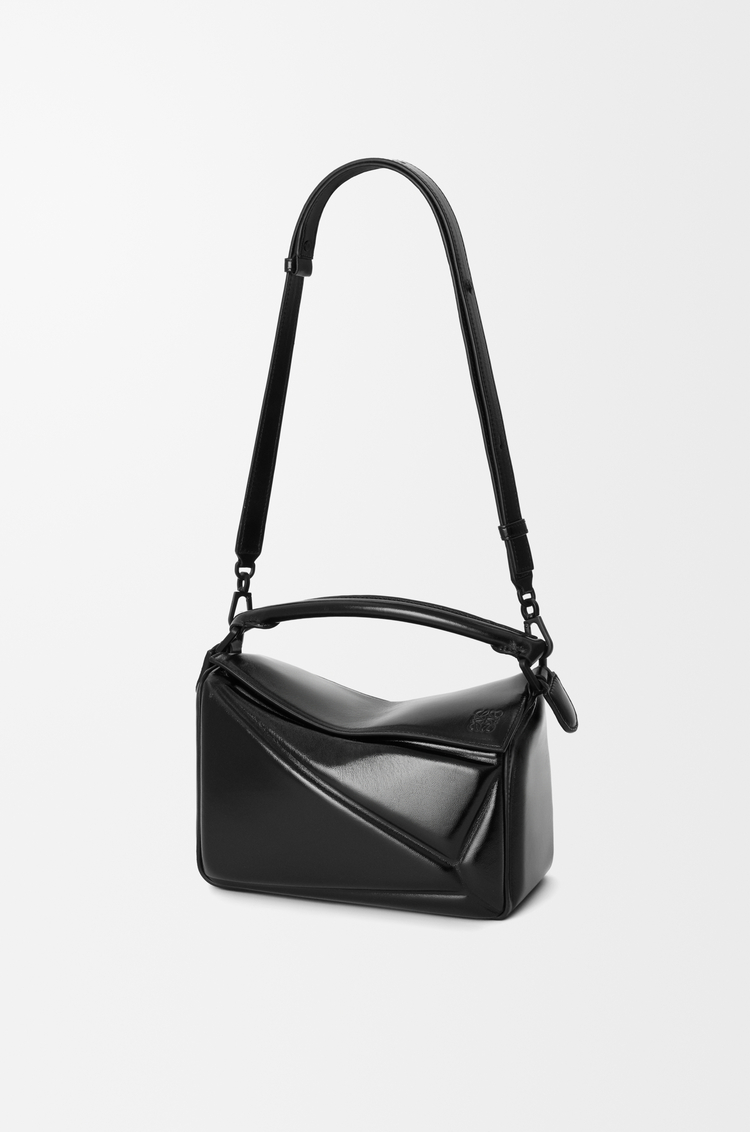 LOEWE Borsa Puzzle Blown piccola in pelle di agnello lucida Nero
