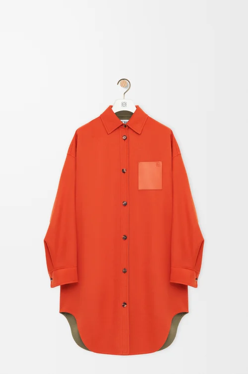 LOEWE Abrigo en lana y cashmere Caqui/Naranja