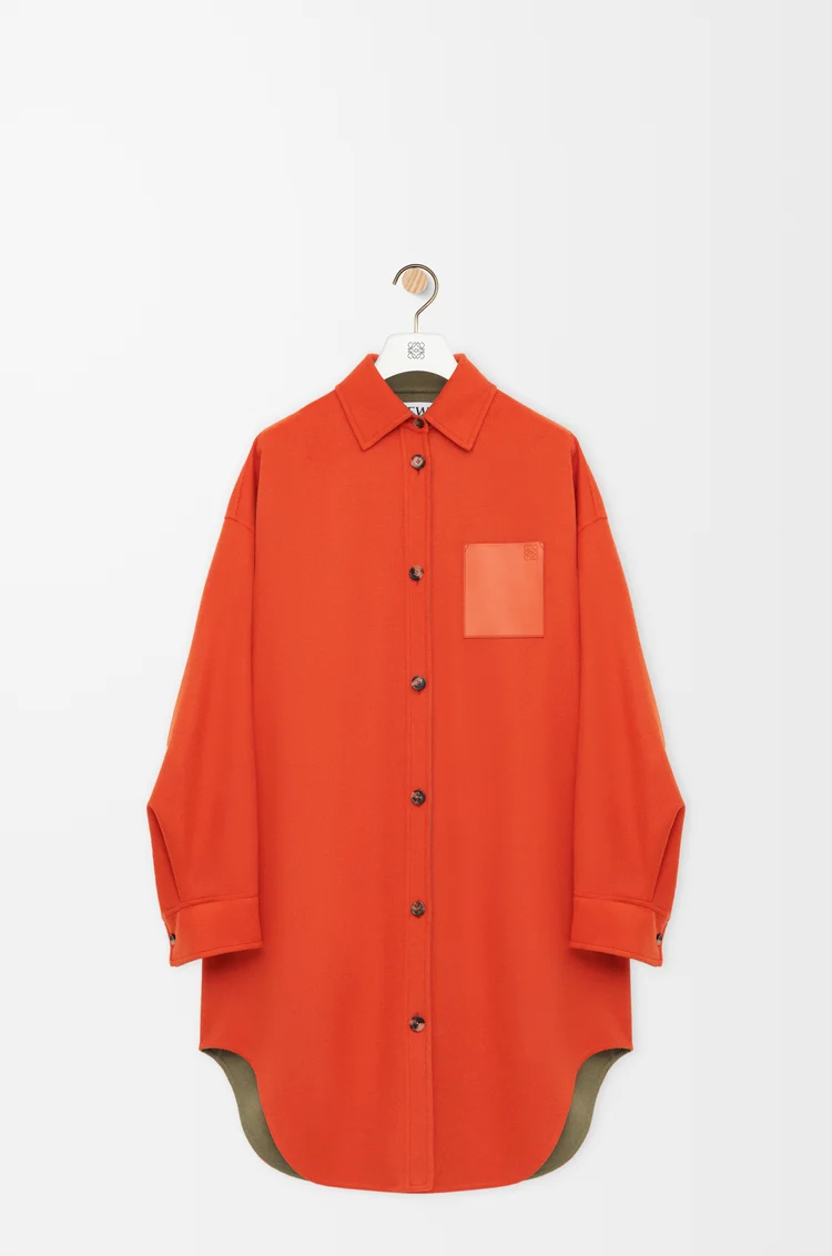 LOEWE Abrigo en lana y cashmere Caqui/Naranja