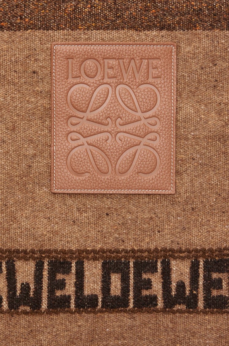 LOEWE Stripe blanket in wool and linen Light Beige/Multicolor