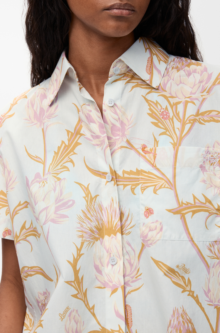 LOEWE Short sleeve shirt in cotton Light Blue/Multicolor