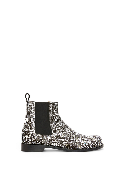 LOEWE Campo Chelsea boot in calf suede and allover rhinestones Black