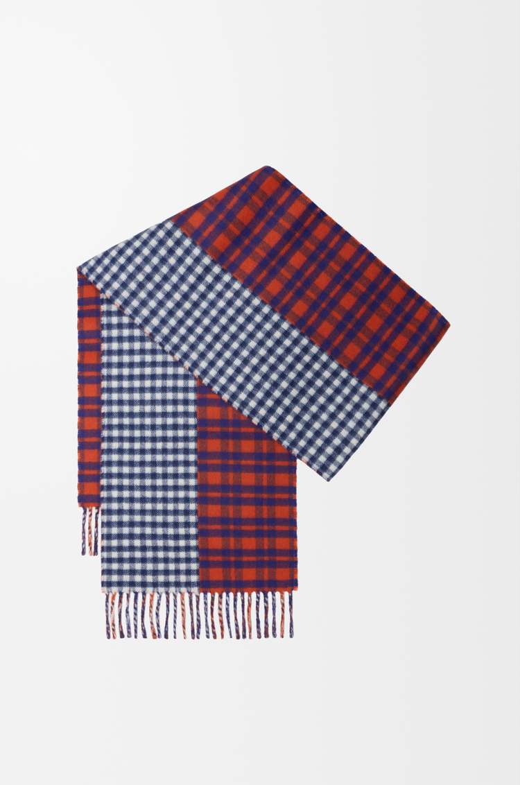 LOEWE Bufanda en mezcla de lana y cashmere Rojo/Azul
