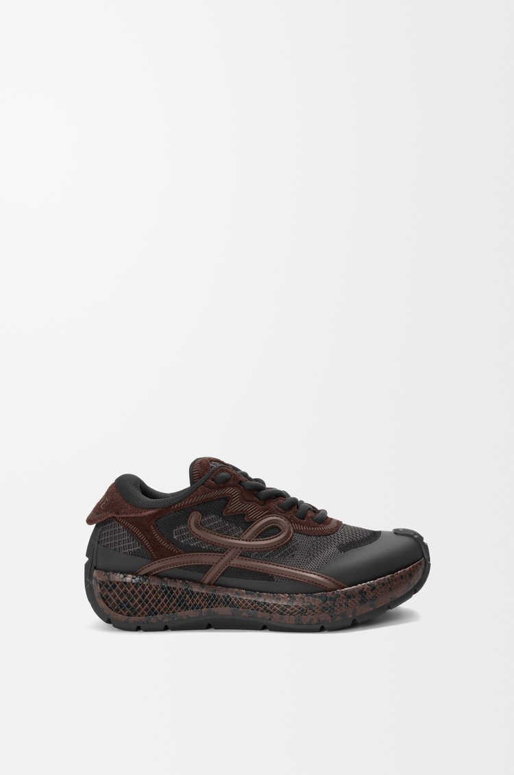 LOEWE Pogo sneaker in technical knit and suede Black/Brown/Black