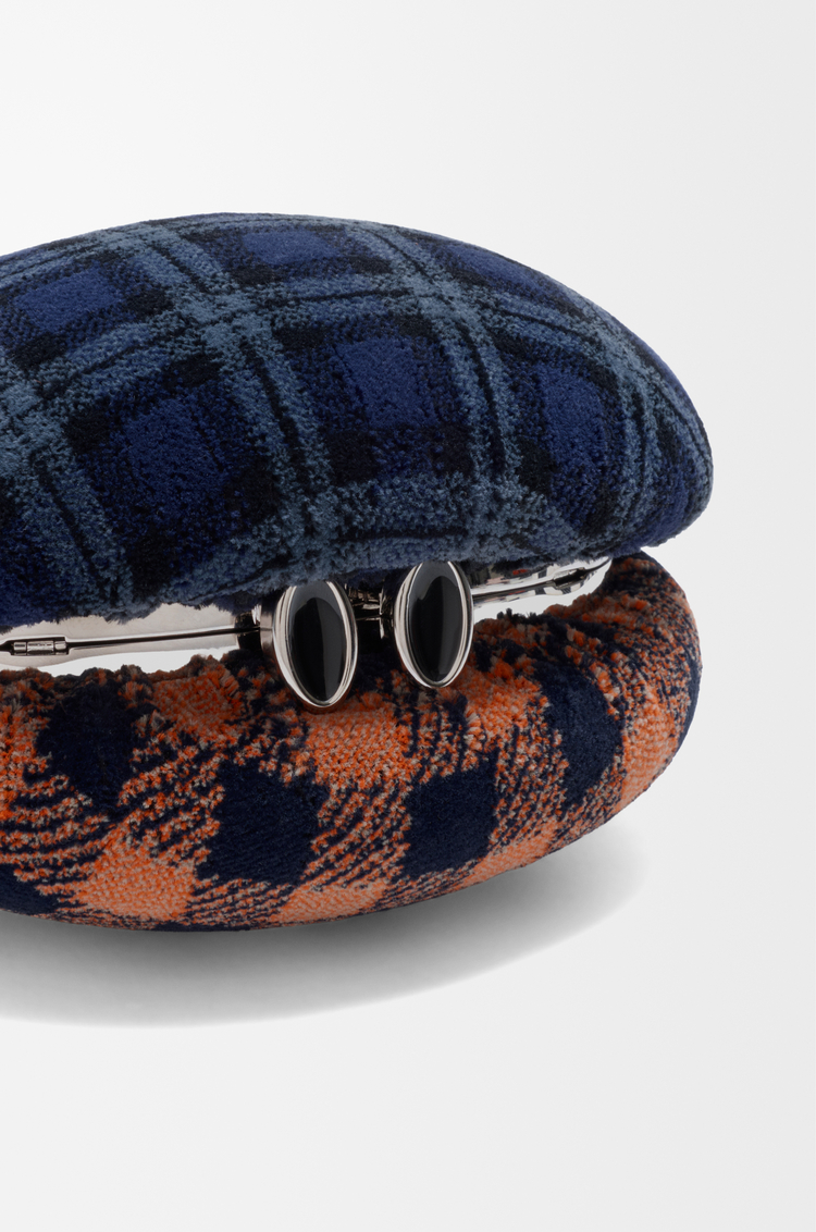LOEWE Shell minaudiere in check pattern textile and metal Deep Navy/Multicolor