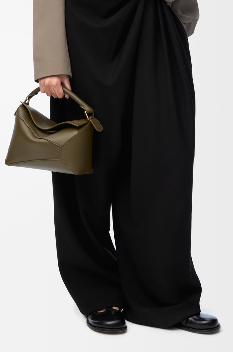 LOEWE Small Puzzle Edge bag in classic calfskin Dark Khaki