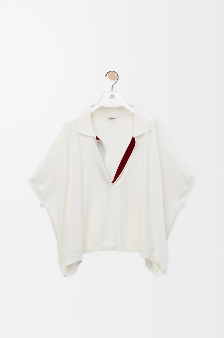 LOEWE Polo sweater in wool White/Burgundy