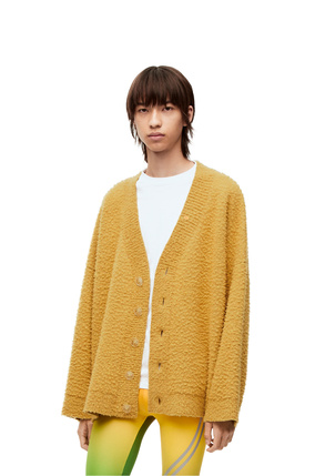 LOEWE Oversize textured cardigan in wool and polyamide Curry