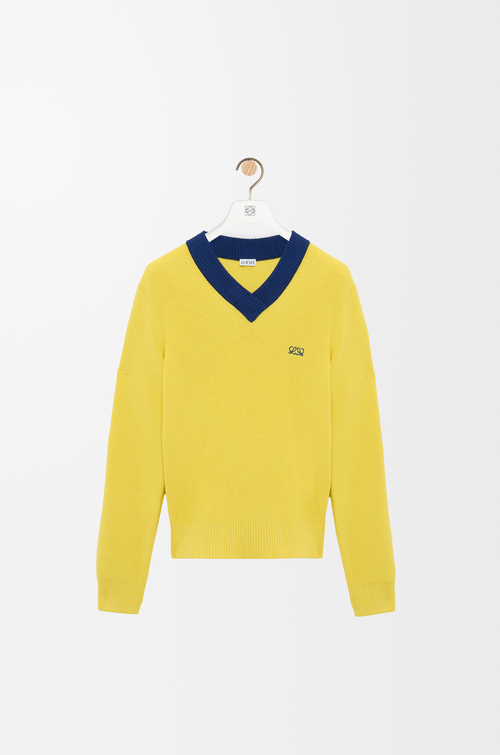 LOEWE Jersey en algodón y lana Amarillo/Azul