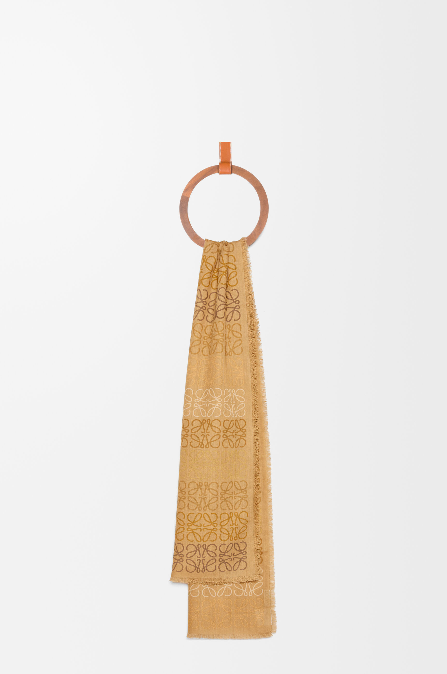 Anagram scarf in wool, silk and cashmere Beige/Sand - LOEWE 