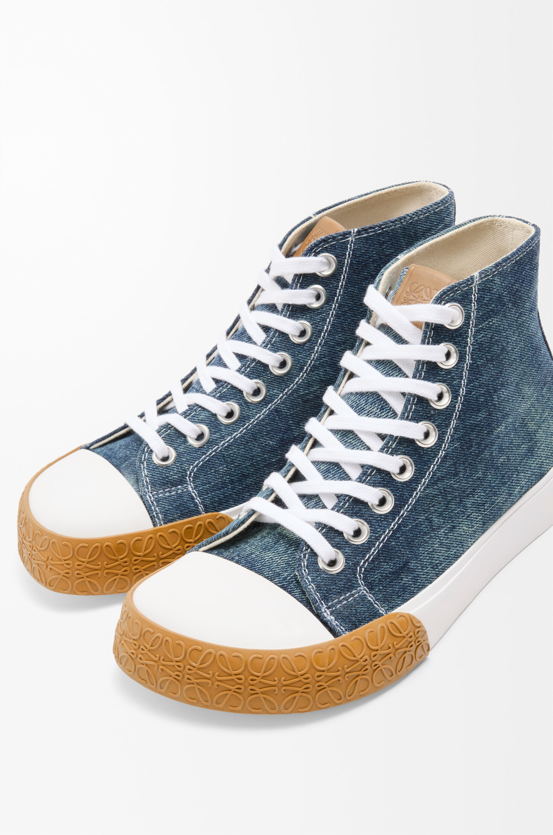 すぐ届く【LOEWE】人気 ブロック ハイトップ スニーカー デニム Bloc high-top sneaker in denim Blue - LOEWE