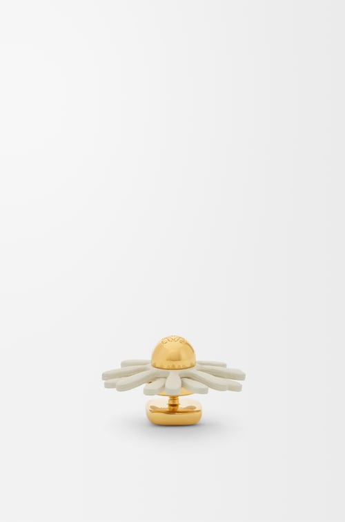 LOEWE Flower pin in calfskin White
