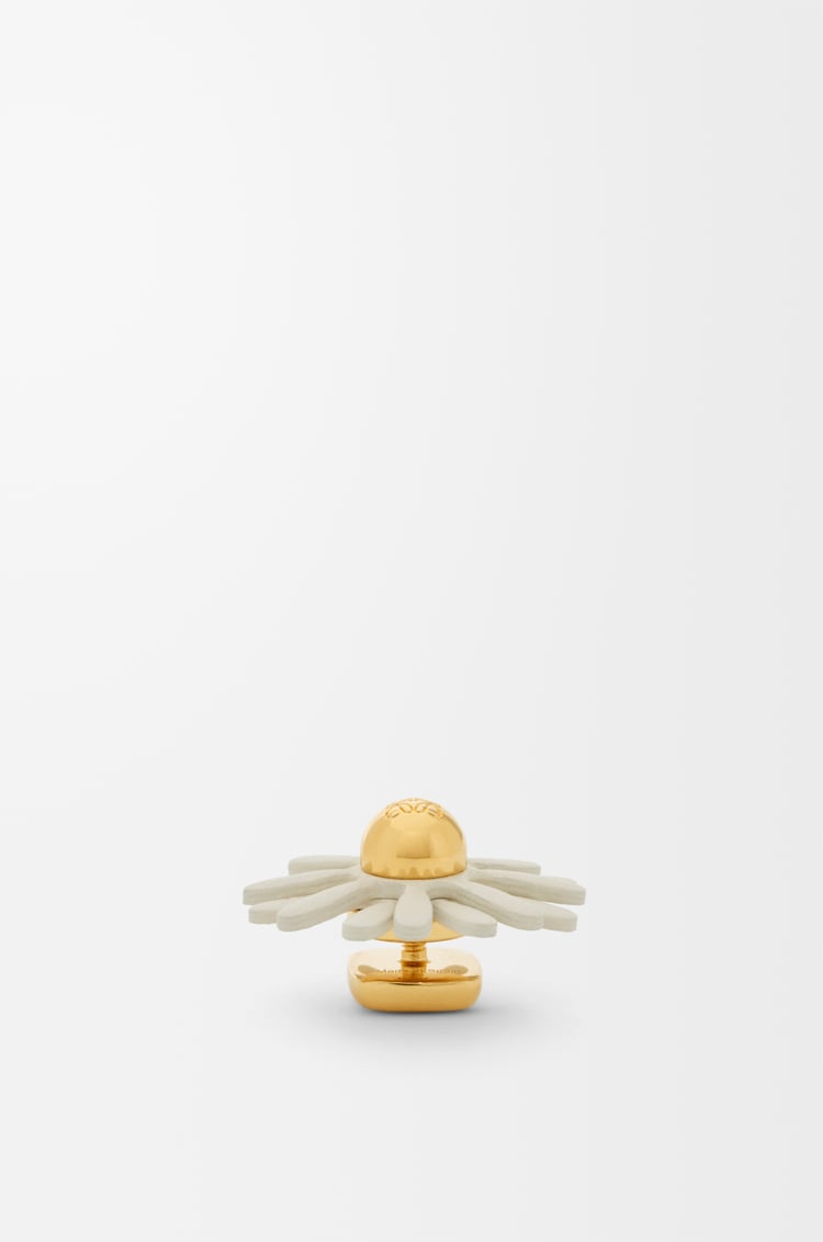 LOEWE Pin Flower en piel de ternera Blanco
