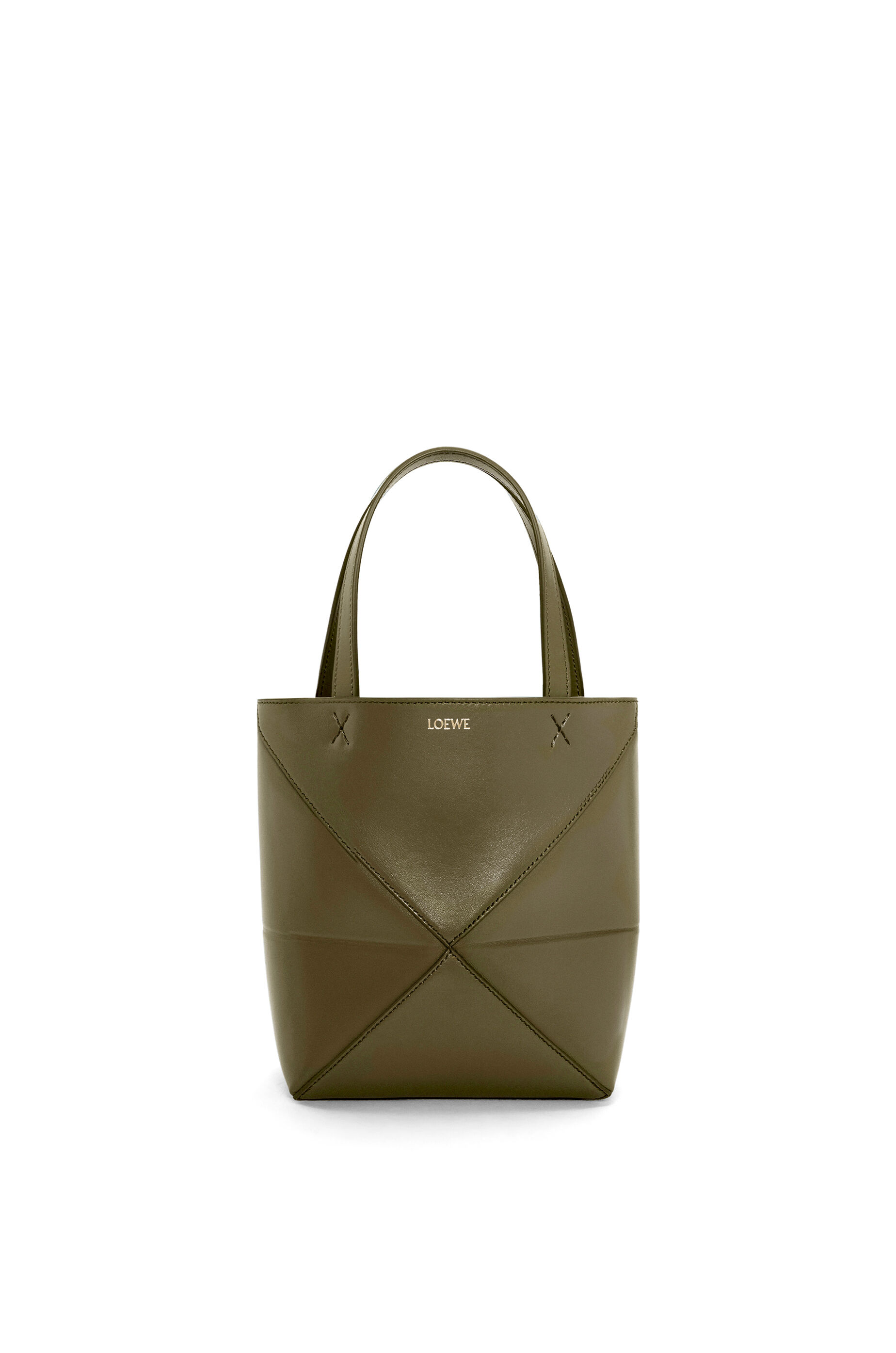 パズルフォルドトート ミニ（シャイニーカーフ） クリムゾン - LOEWE