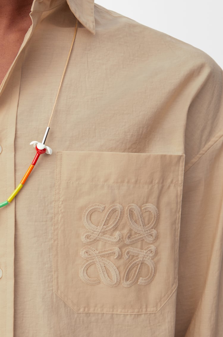 LOEWE Camisa en mezcla de algodón Beige Claro