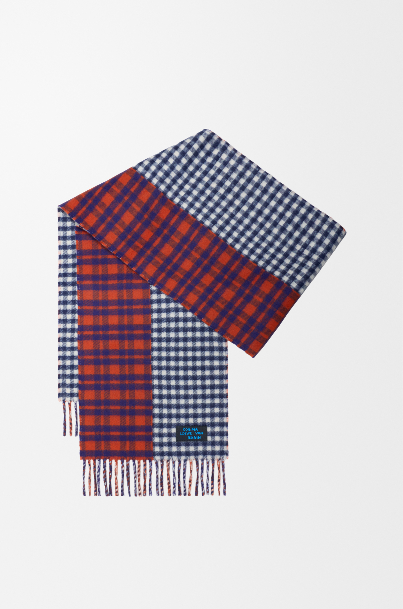LOEWE Sciarpa in misto lana e cashmere Rosso/Blu
