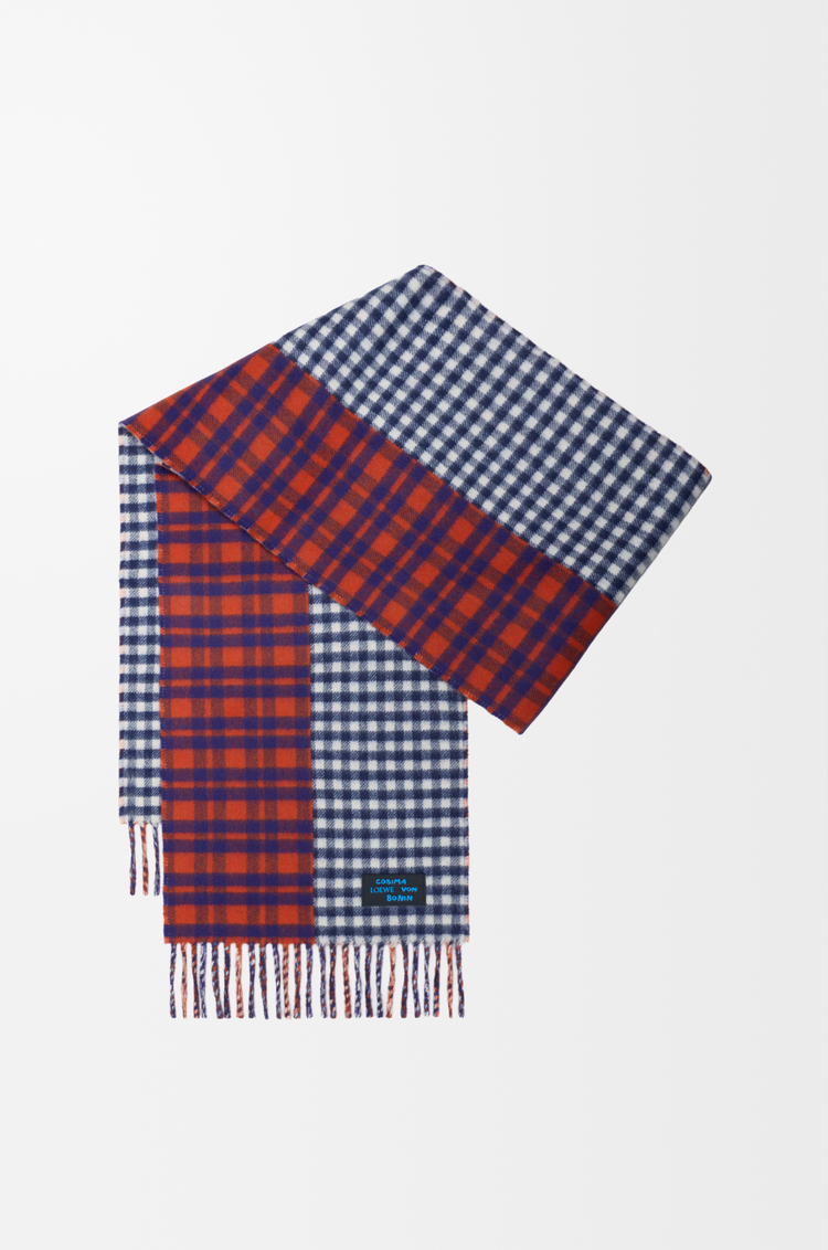 LOEWE Bufanda en mezcla de lana y cashmere Rojo/Azul