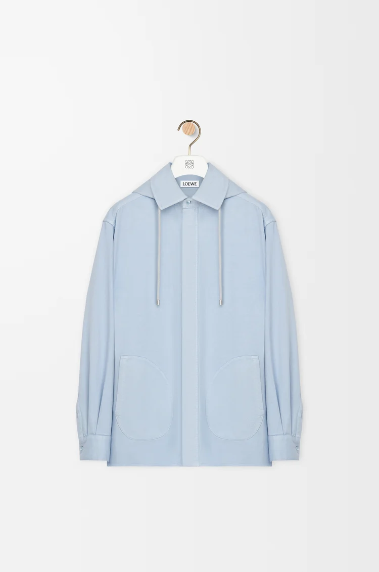 LOEWE Sobrecamisa con capucha en algodón Azul Claro