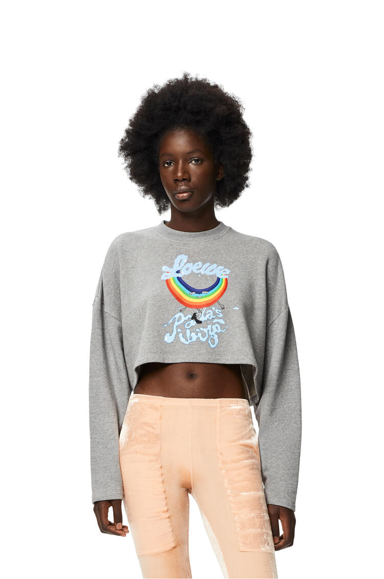 LOEWE Sudadera cropped en algodón con arcoíris Gris Melange pdp_rd