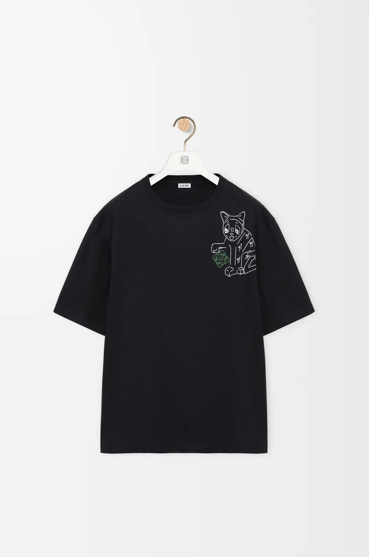 LOEWE Camiseta de corte holgado en algodón Negro