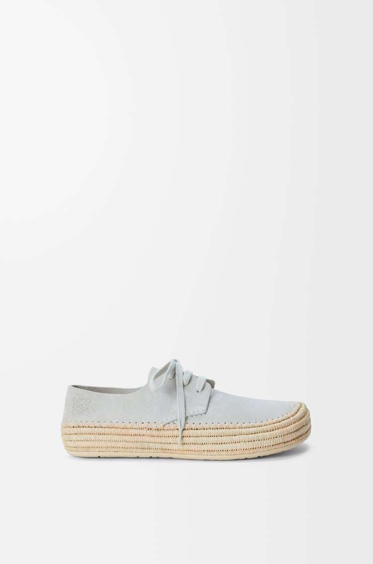 LOEWE Scarpe stringate Rio in pelle scamosciata e rafia Grigio Chiaro