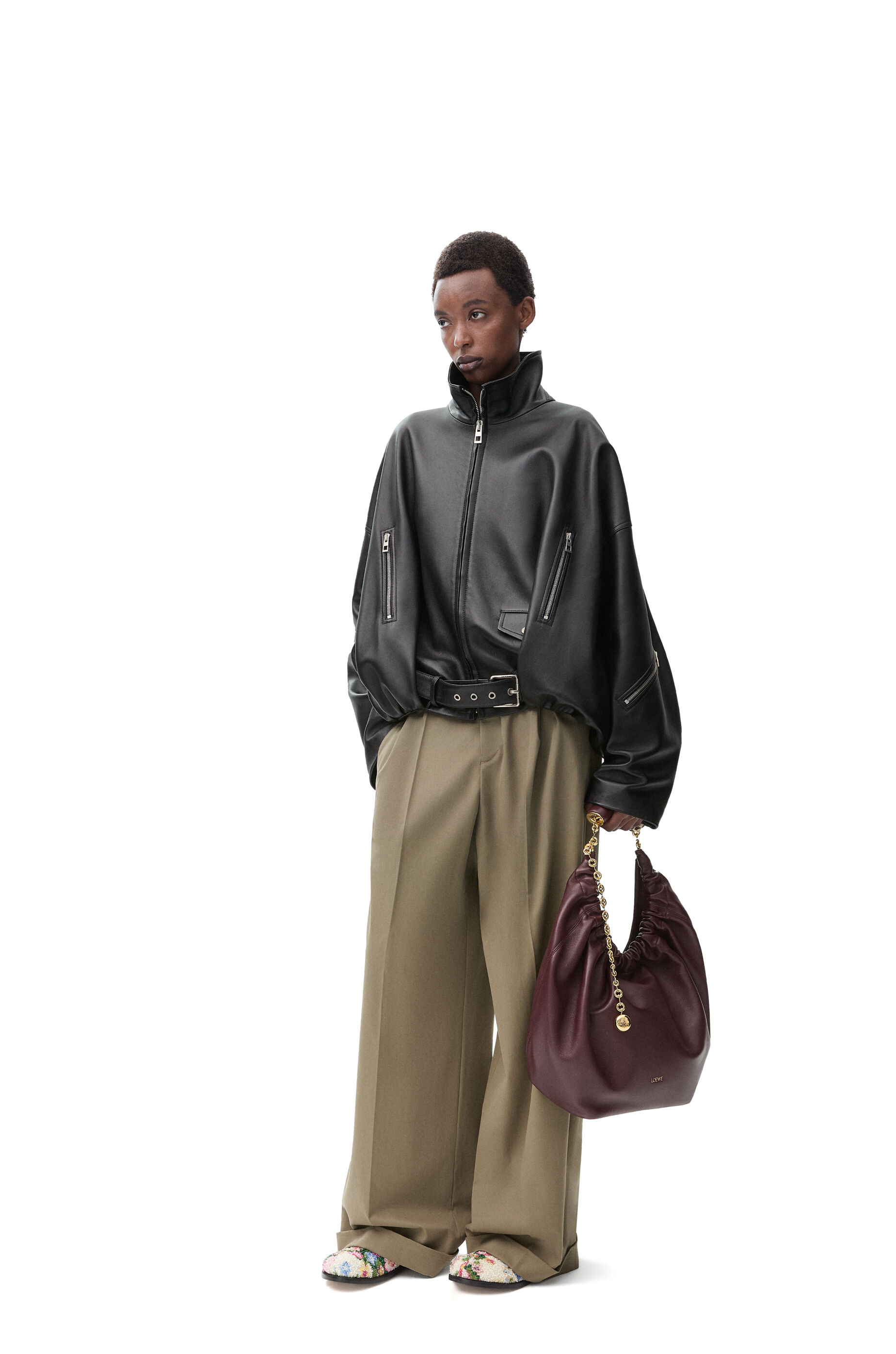 Loewe Balloon Jacket in Nappa Leather for Woman 34 Black Nappa