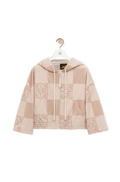 LOEWE Cropped hoodie in terry cotton jacquard Tosca Beige