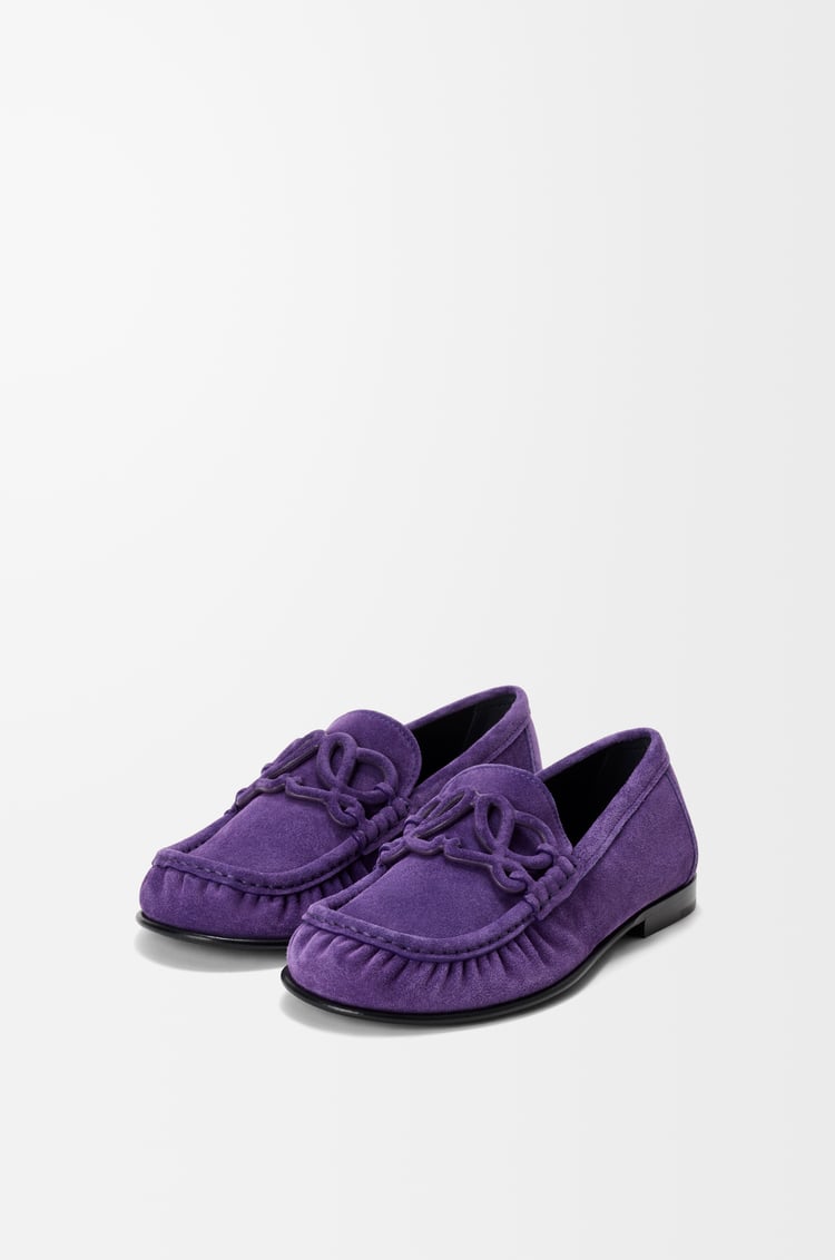 LOEWE 더블 L 로퍼 - 스웨이드 카프스킨 Deep Purple