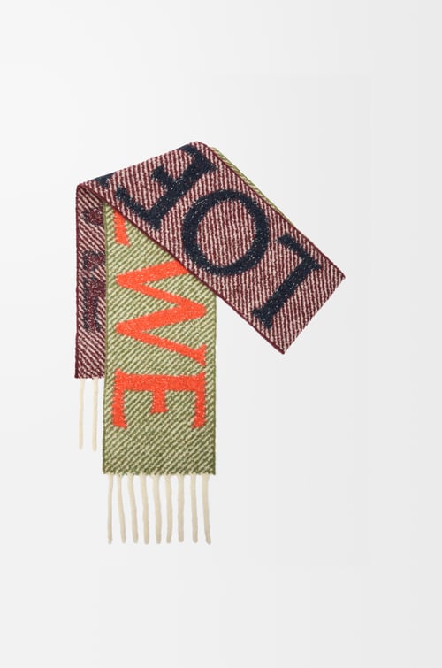 LOEWE Bufanda en mezcla de alpaca y lana Marino/Naranja