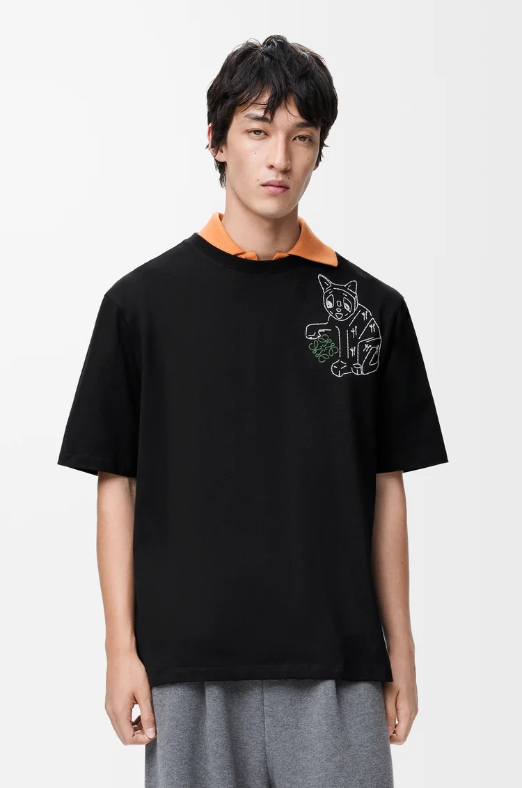 LOEWE Camiseta de corte holgado en algodón Negro