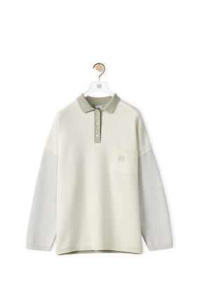 LOEWE Oversize polo collar sweater in wool Ecru/Grey plp_rd