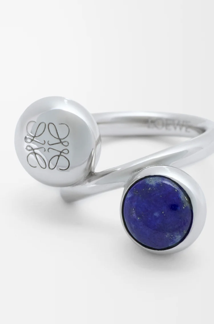 LOEWE Bague Pebble Anagram en argent sterling et lapis-lazuli Argent/Bleu