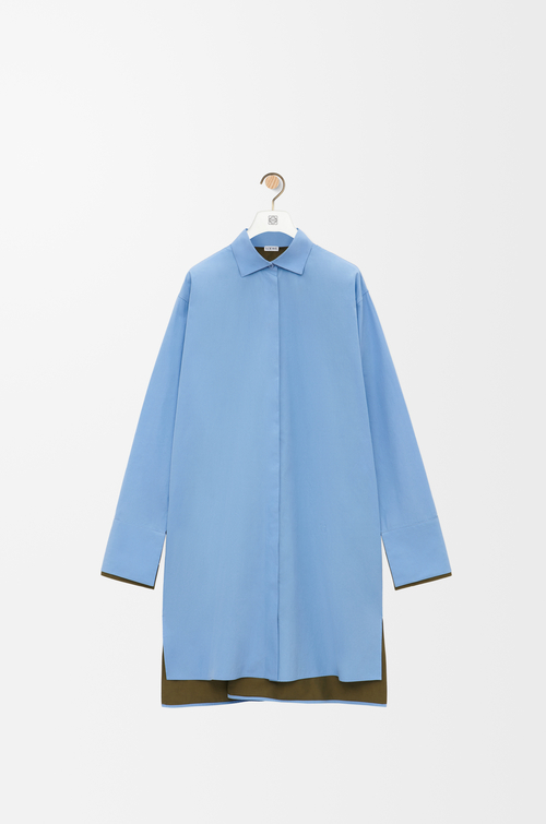 ターンアップ シャツドレス（コットン） アッシュブルー - LOEWE