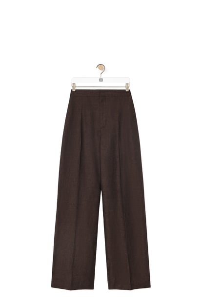 LOEWE High waisted trousers in linen Dark Brown