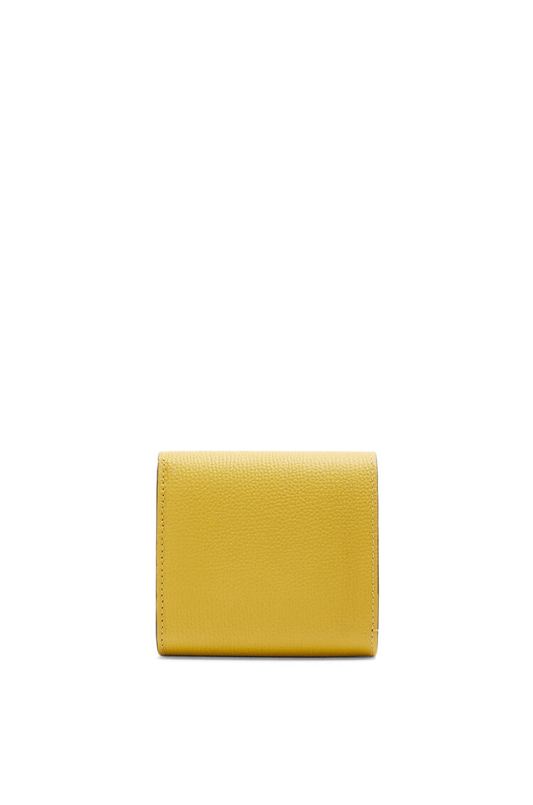 LOEWE Anagram compact flap wallet in pebble grain calfskin Ochre