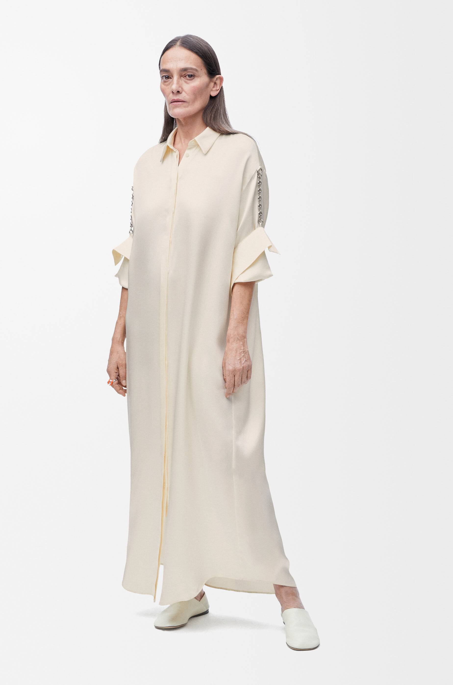 Chain shirt dress in silk Beige - LOEWE