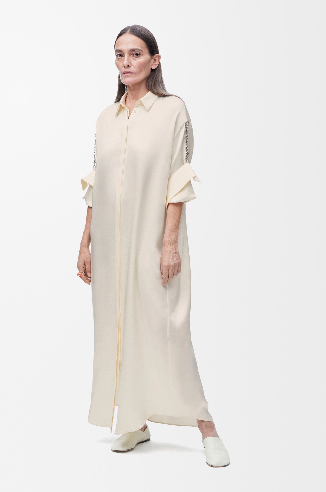 LOEWE Chain shirt dress in silk Ivory plp_rd
