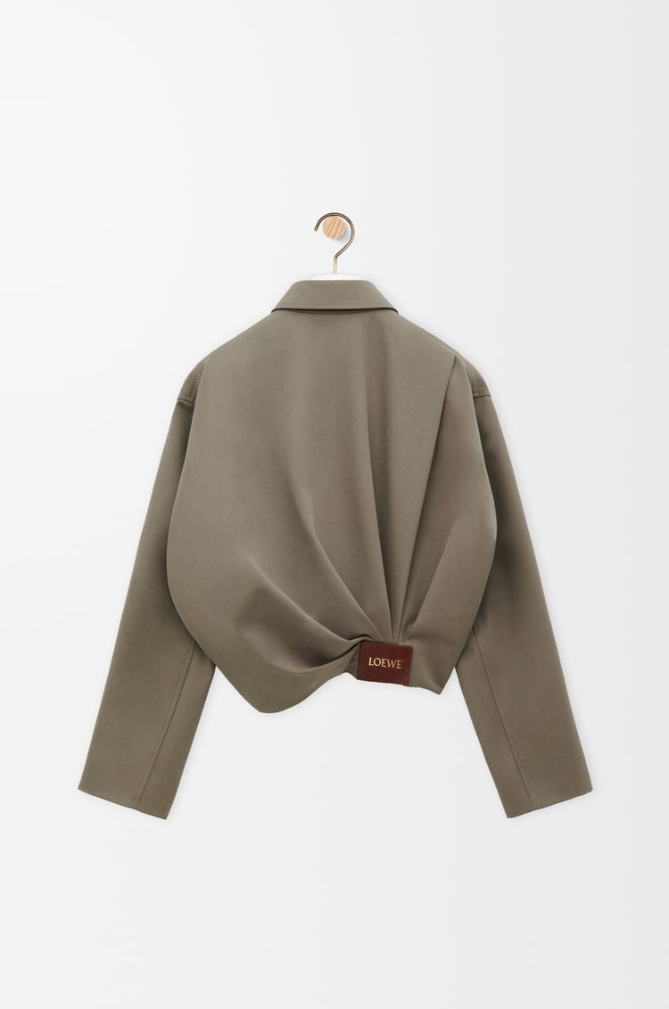 LOEWE Chaqueta drapeada en algodón y seda Marrón Caqui