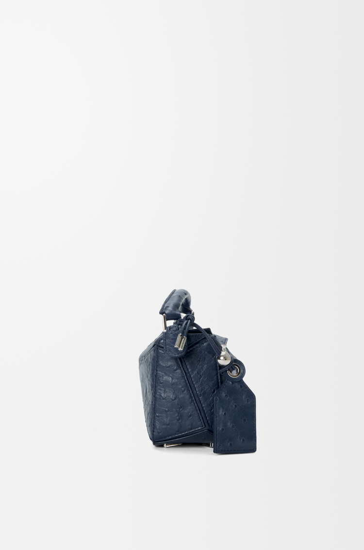 LOEWE Mini sac Featherlight Puzzle en cuir d'autruche Bleu Marine Profond