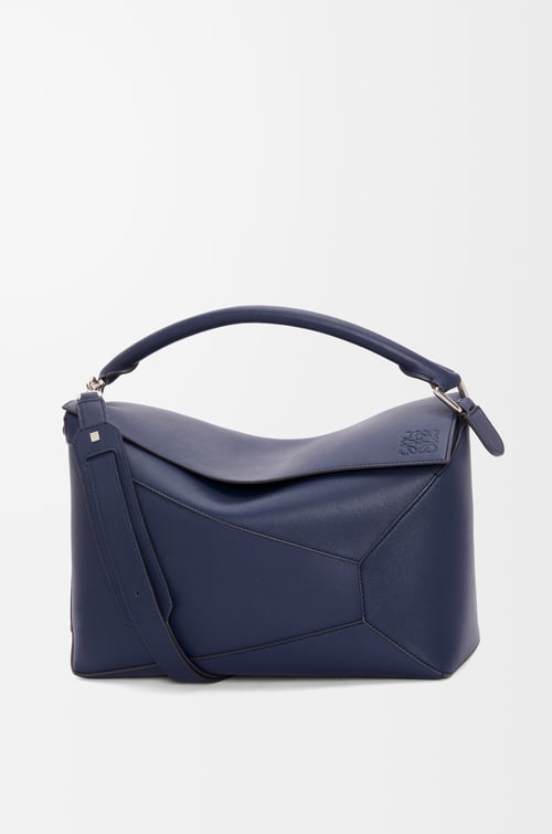 LOEWE Bolso Puzzle grande en piel de ternera Azul Abismo